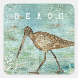Beach Shorebird Quadratischer Aufkleber
