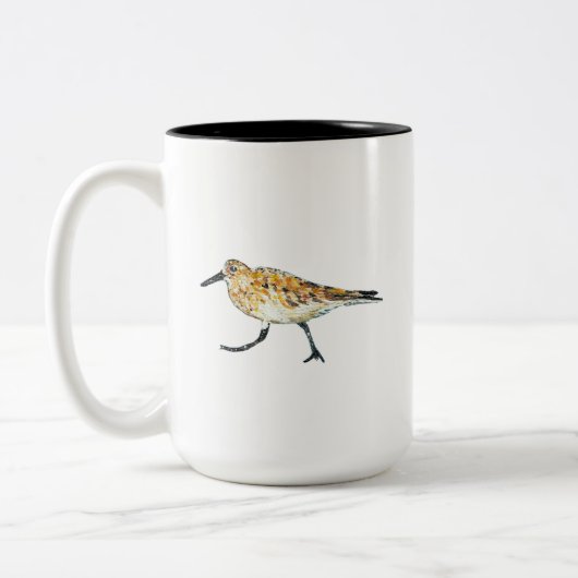 Beach Shorebird Sandpione Bird Art Zweifarbige Tasse (Links)