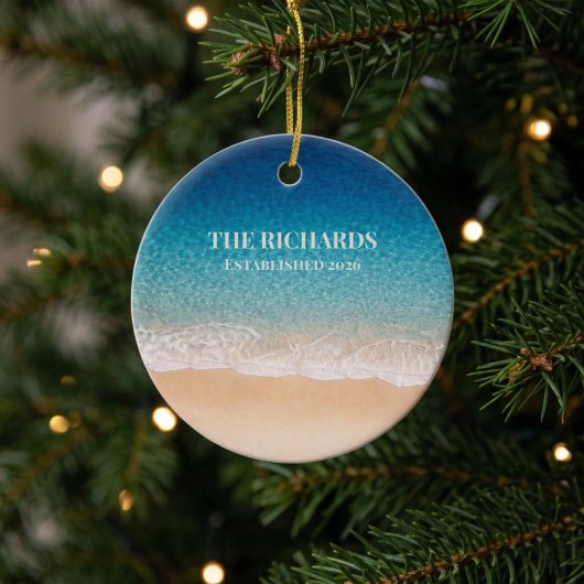 Beach Shoreline Custom Name Keramik Ornament