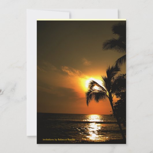 Beach Shoreline Tiki Hochzeit Einladung (Rückseite)