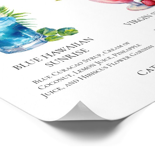 Beach Signature Mocktails Sommermenü Poster (Ecke)