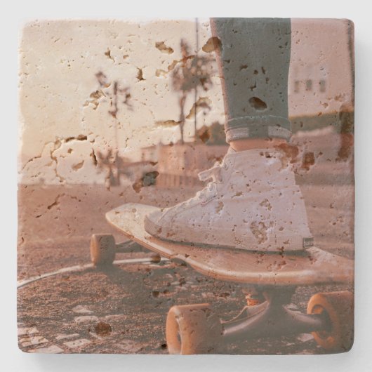 Beach Skaten Steinuntersetzer (Vorderseite)