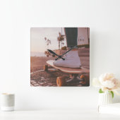 beach skating quadratische wanduhr (Zuhause)