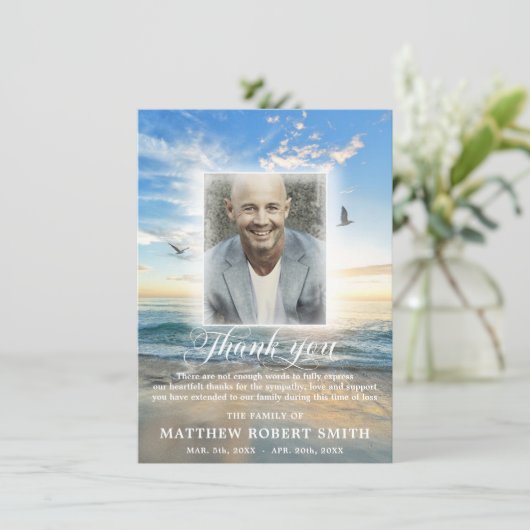 Beach Sky Danke Beileid Beerdigung FOTO (Stehend Vorderseite)