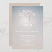Beach Sky Monogram Wedding Rehearsal Dinner Invite Einladung (Vorne/Hinten)