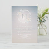 Beach Sky Monogram Wedding Rehearsal Dinner Invite Einladung (Stehend Vorderseite)