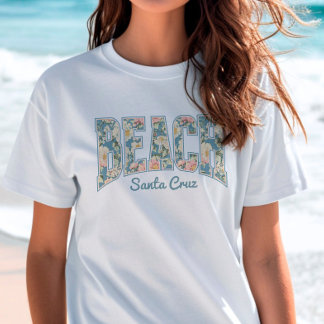 BEACH Skyline Blauer Retoralflor T-Shirt