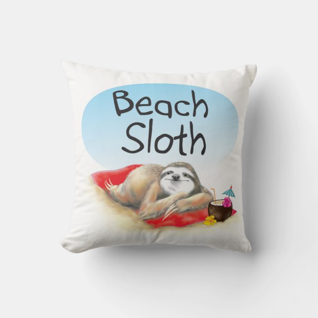 Beach Sloth Kissen (Vorderseite)