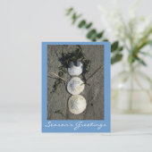 Beach Snowman Feiertagspostkarte (Stehend Vorderseite)