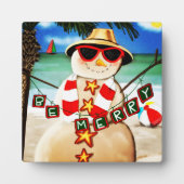 Beach Snowman Weihnachts-Inspirivity Plaque Fotoplatte (Vorderseite)