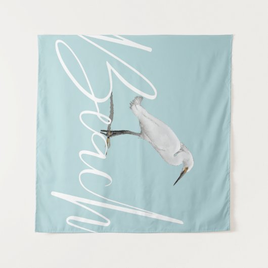 Beach Snowy Egret Wandteppich (Vorderseite (Horizontal))