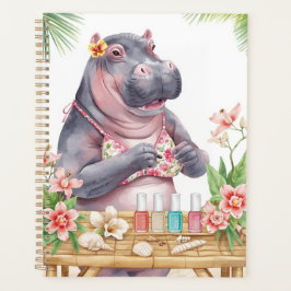Beach Spa Hippo in Bikini Manicure Coastal Beauty Planer
