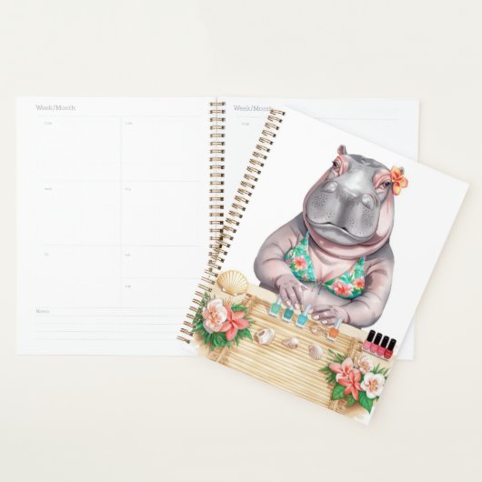 Beach Spa Hippo in Bikini Manicure Coastal Beauty Planer (Anzeige)