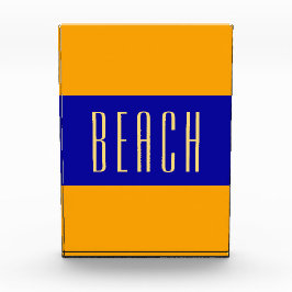 BEACH Sporty Royal Blue Golden Yellow Stripes Fotoblock