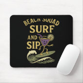 Beach Squad Surf And Sip Retro Surfen Tail Graphi Mousepad (Mit Mouse)