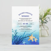 Beach | Starfish Bachelorette Wochenende Einladung (Stehend Vorderseite)