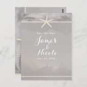 Beach Starfish Chic Graue Verlobung Save the Date Postkarte (Vorne/Hinten)