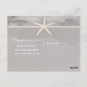 Beach Starfish Chic Graue Verlobung Save the Date Postkarte (Rückseite)