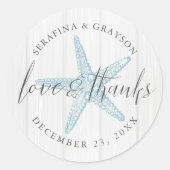 Beach Starfish Danke an die rustikale Gastgeschenk Runder Aufkleber (Vorderseite)