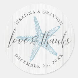 Beach Starfish Danke an die rustikale Gastgeschenk Runder Aufkleber