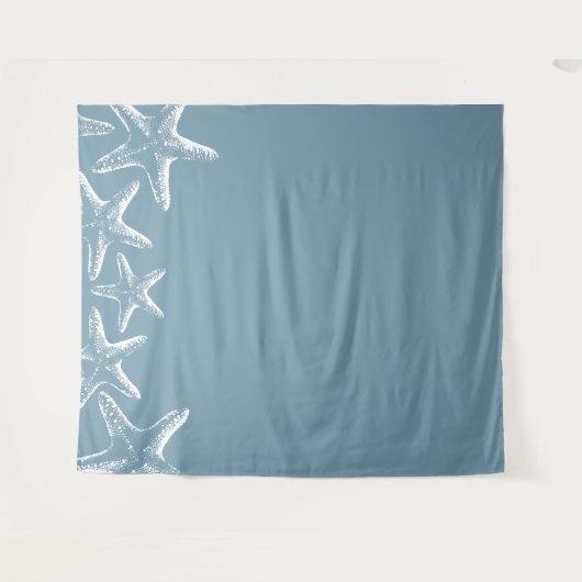 Beach Starfish Elegant Dusty Blue Sommer Backdrops Wandteppich (Vorderseite (Horizontal))