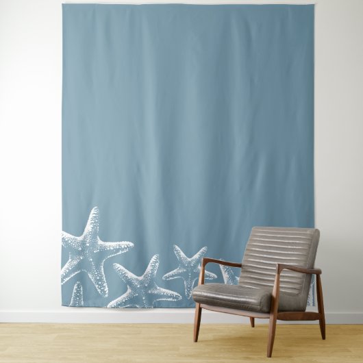 Beach Starfish Elegant Dusty Blue Sommer Backdrops Wandteppich (Beispiel)