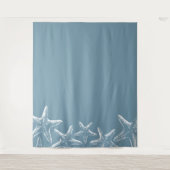 Beach Starfish Elegant Dusty Blue Sommer Backdrops Wandteppich (Vorderseite)