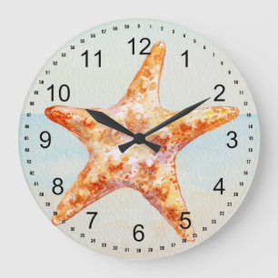 Beach Starfish Große Wanduhr