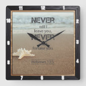 Beach Starfish Hebräische 13:5 Quadratische Wanduhr (Vorderseite)