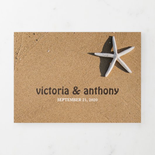 Beach Starfish Hochzeitssuite Dreifach Gefaltete Einladung (Cover)