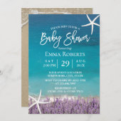 Beach Starfish Lavender Floral Baby Dusche Einladung (Vorne/Hinten)