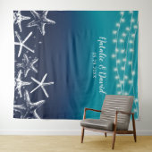 Beach Starfish Ocean Blue Summer Wedding Backdropp Wandteppich (Beispiel (Horizontal))