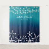 Beach Starfish Ocean Blue Summer Wedding Backdropp Wandteppich (Vorderseite)