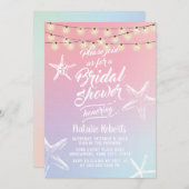 Beach Starfish Pastel Holographic Brautparty Einladung (Vorne/Hinten)