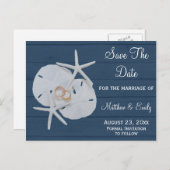 Beach Starfish Sand Dollar Save the Date Postkarte (Vorne/Hinten)