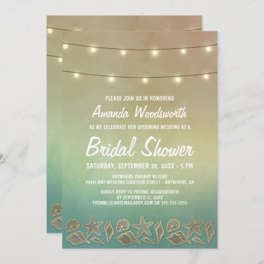 Beach Starfish Seashell Bridal Einladungen (Vorne/Hinten)