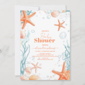Beach Starfish & Seashells Elegante Babydusche Einladung (Vorderseite)