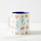 Beach Starfish Seepferd Muscheln Zweifarbige Tasse (Vorderseite Links)