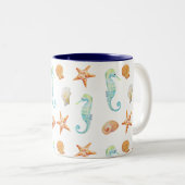 Beach Starfish Seepferd Muscheln Zweifarbige Tasse (VorderseiteRechts)