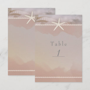 Beach Starfish Taupe Tan Chic Tischnummer Card