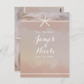 Beach Starfish Taupe Tan Verlobung Save the Date Postkarte (Vorne/Hinten)