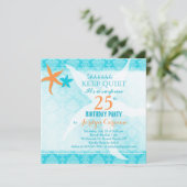 Beach Starfish Überraschung Geburtstagsparty Einladung (Stehend Vorderseite)