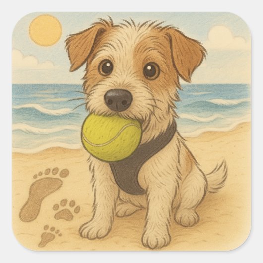 Beach Sticker Peggy der Jack Russell (Vorderseite)