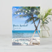 Beach String Light Palm Tree Sweet 16 Birthday Einladung (Stehend Vorderseite)