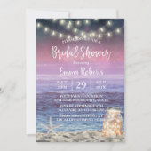 Beach String Lights & Mason Jar Brautparty Einladung (Vorderseite)
