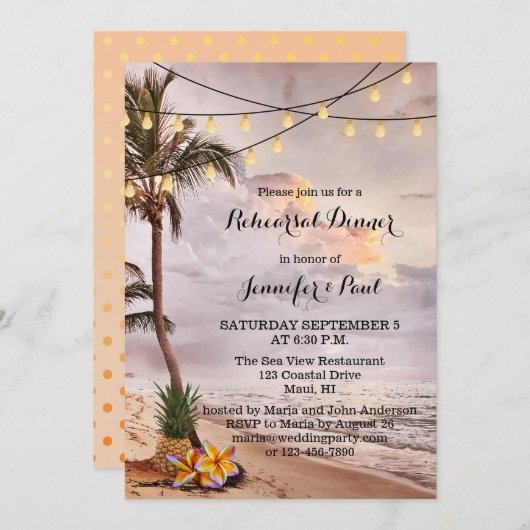 Beach String Lights Probe Dinner Einladung (Vorne/Hinten)