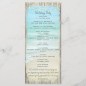 Beach String Lights Rustic Wood Wedding Programm (Rückseite)