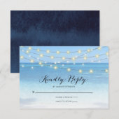 Beach String Lights Wedding RSVP Card Karte (Vorne/Hinten)