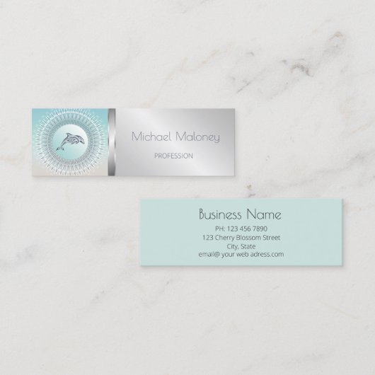 Beach Style Dolphin Mandala Mini Visitenkarte (Vorne/Hinten)