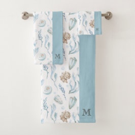 Beach Style Maritime Coastal Monogram Badhandtuch Set
